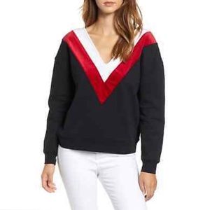 Kendall + Kylie V-Neck Chevron Sweatshirt